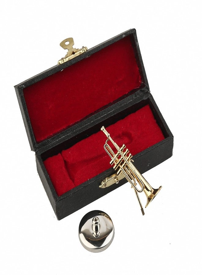 Dselvgvu Miniature Trumpet with Stand and Case Brass Mini Musical Instrument Trumpet Replica Collectible Figurines Dollhouse Accessories Model Home Decoration Display Ornament (2.36"x0.79") - Image 5